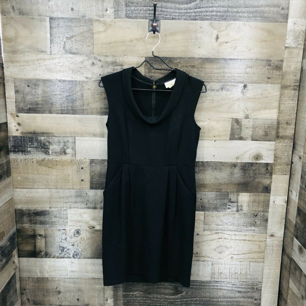 Ann Taylor Loft Draped Cowl Neck Dress Sz 4 Black - Picture 1 of 7